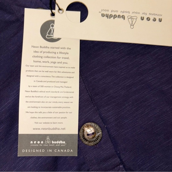 Neon Buddha Purple Tunic with Stand-Up Collar, Button Detail and Pockets… - Picture 5 of 6